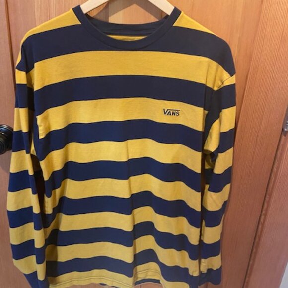 Vans Striped Yellow and Navy Long Sleeve Mens Size L - Picture 4 of 4